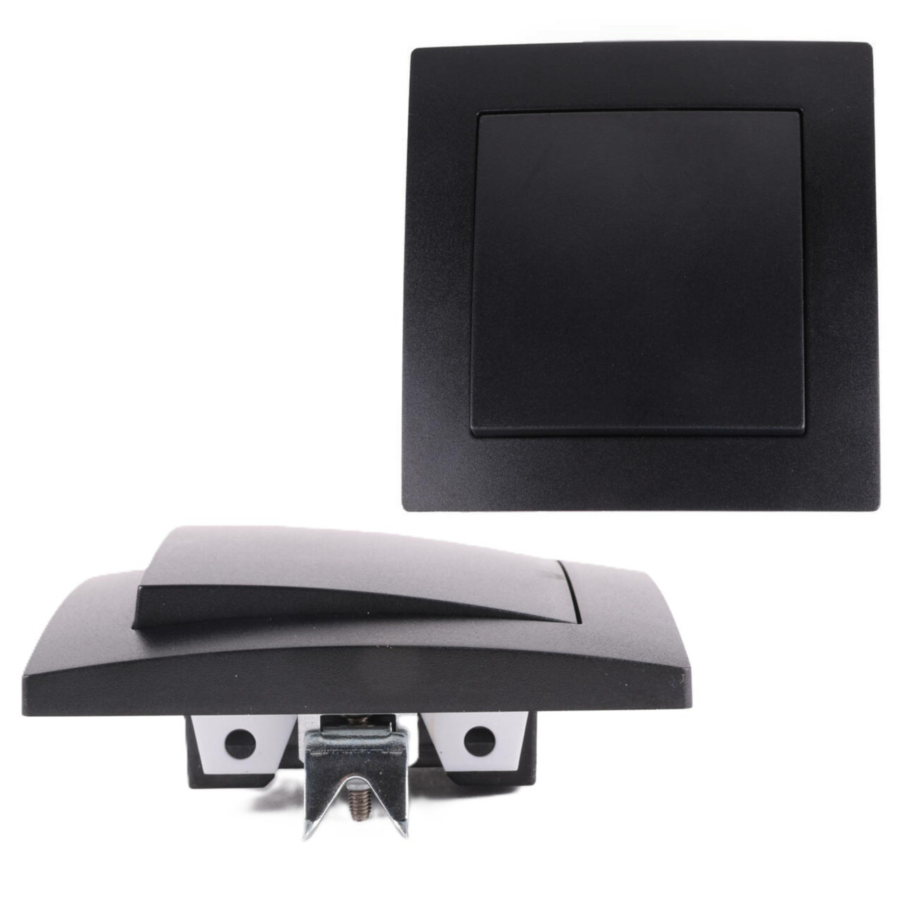 Wandcontactdoos - 2x - schakelaar - inbouw - zwart - 81 x 81 mm - 250V AC/10A -