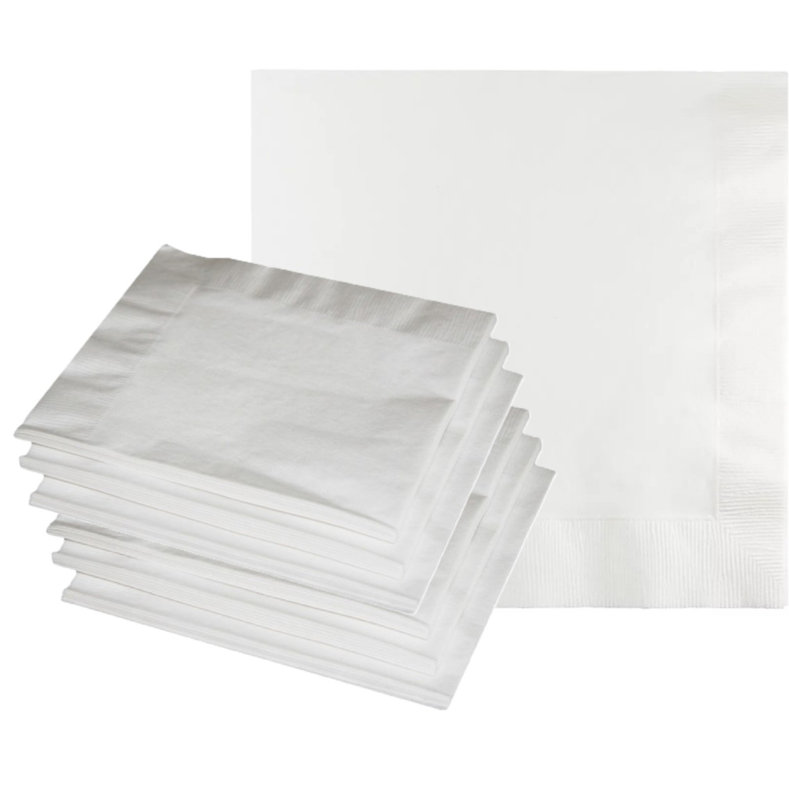 Uni kleur tafel servetten - wit - 60x stuks - 33 x 33 cm - Papier -