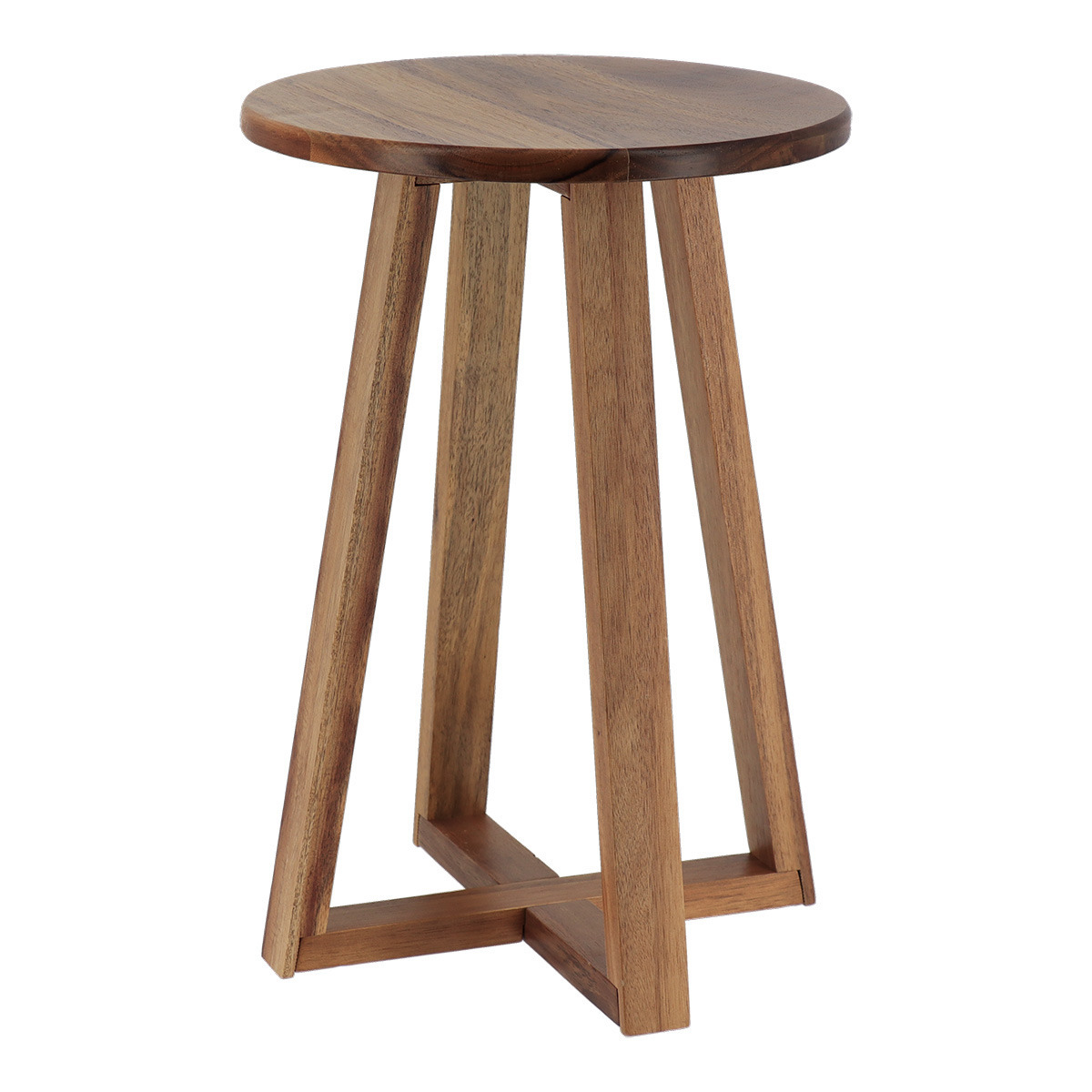 Bijzet krukje model Oslo - donkerbruin - acacia hout - D30 x H43 cm - bijzettafeltje -