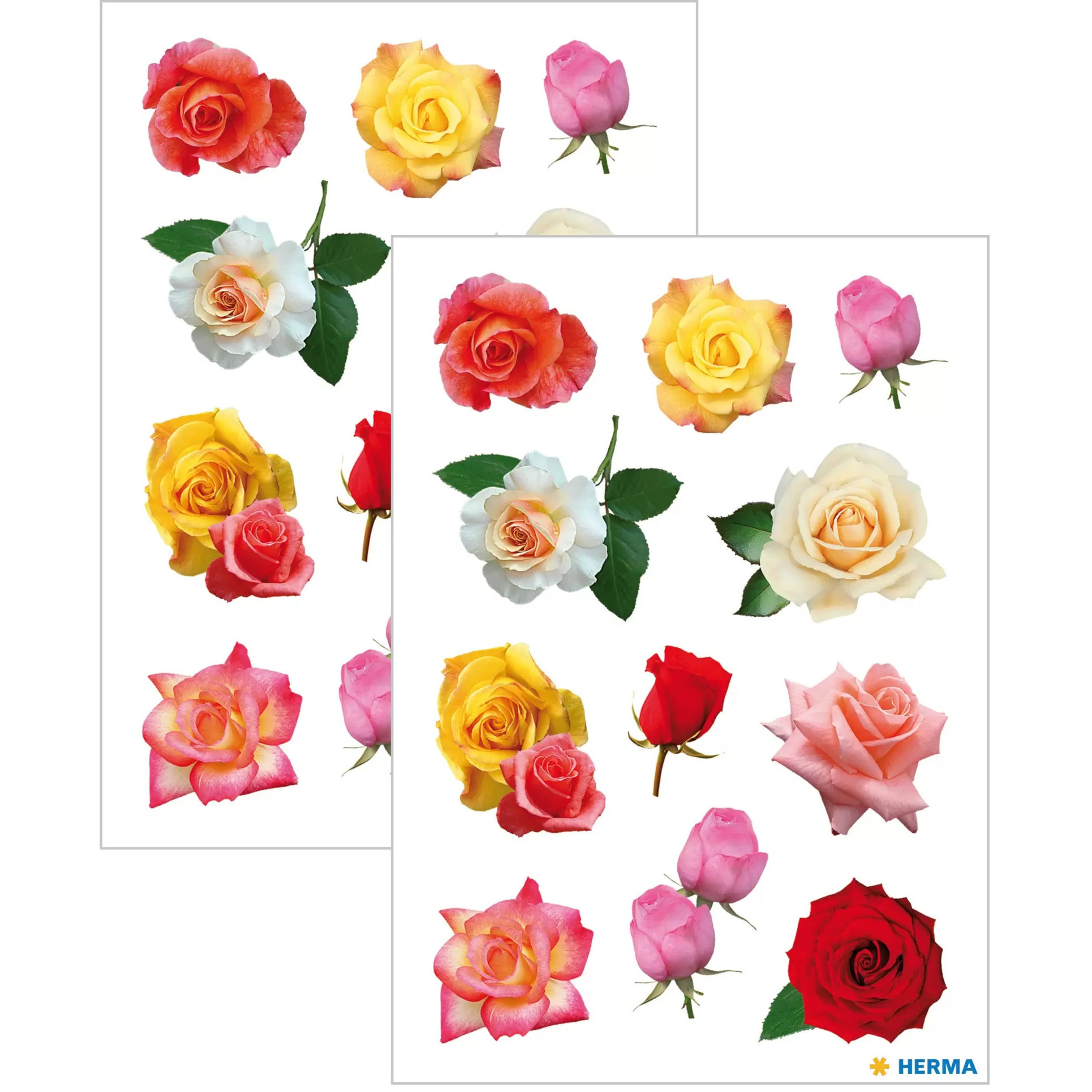 Gekleurde rozen bloemen thema stickers - 66x stuks - kinderstickers - stickervellen - decoratie arti -