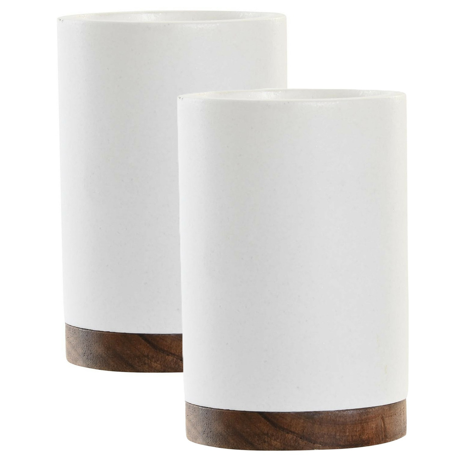 Badkamer tandenborstelhouder / drinkbeker - 2x - keramiek - wit - 8 x 10 cm -