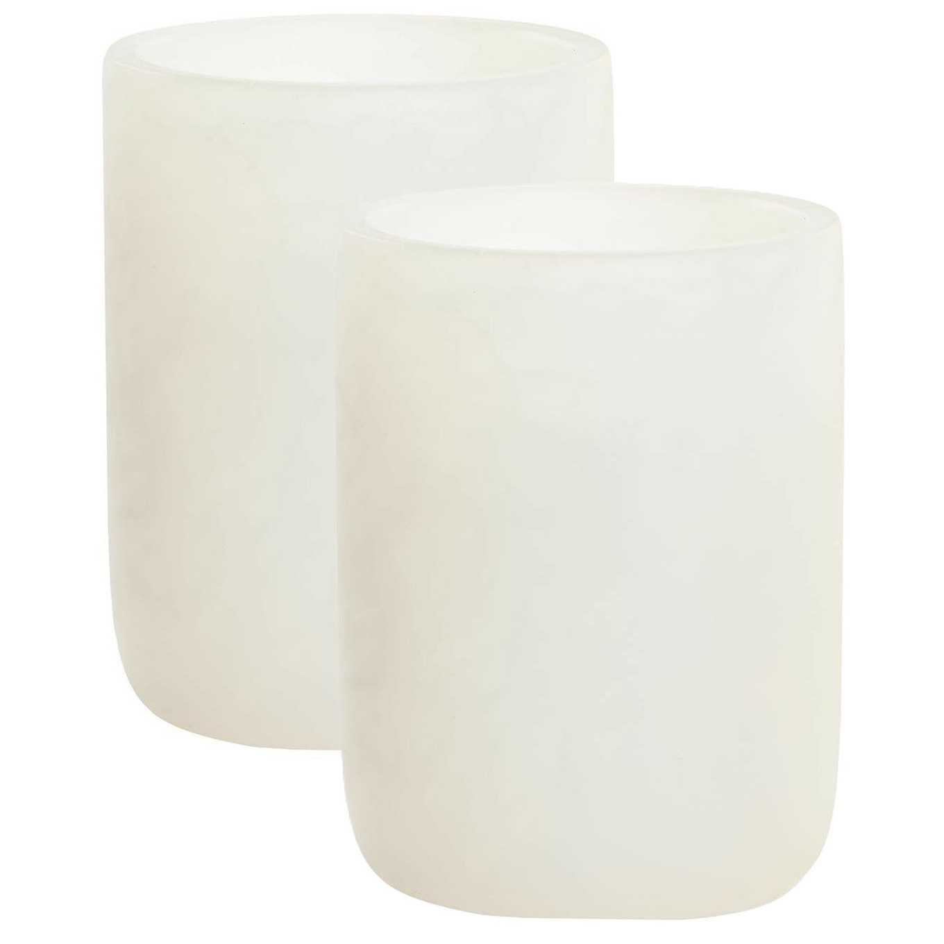 Badkamer tandenborstelhouder / drinkbeker - 2x - polyresin - marmer look wit - 10 cm -