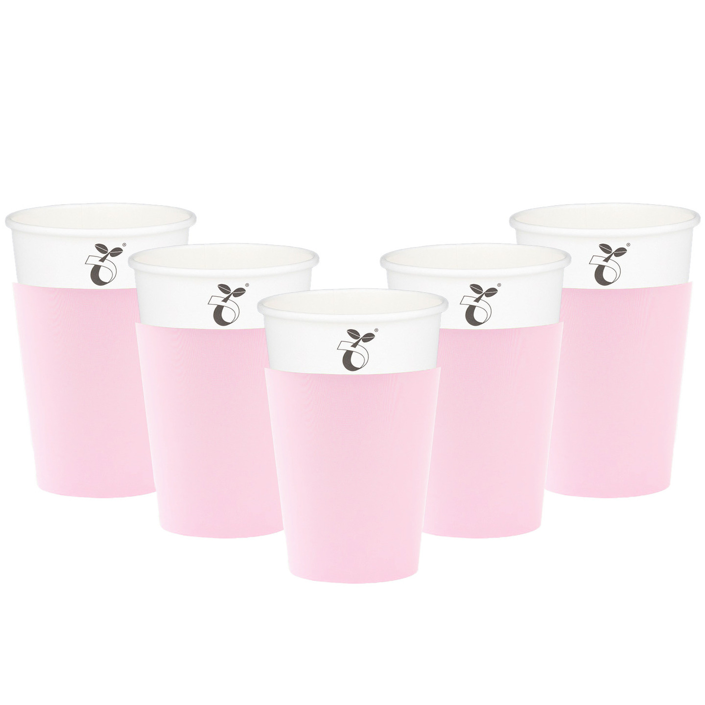 Feestbekers met hoesjes - 40x - lichtroze - papier - 250ml -