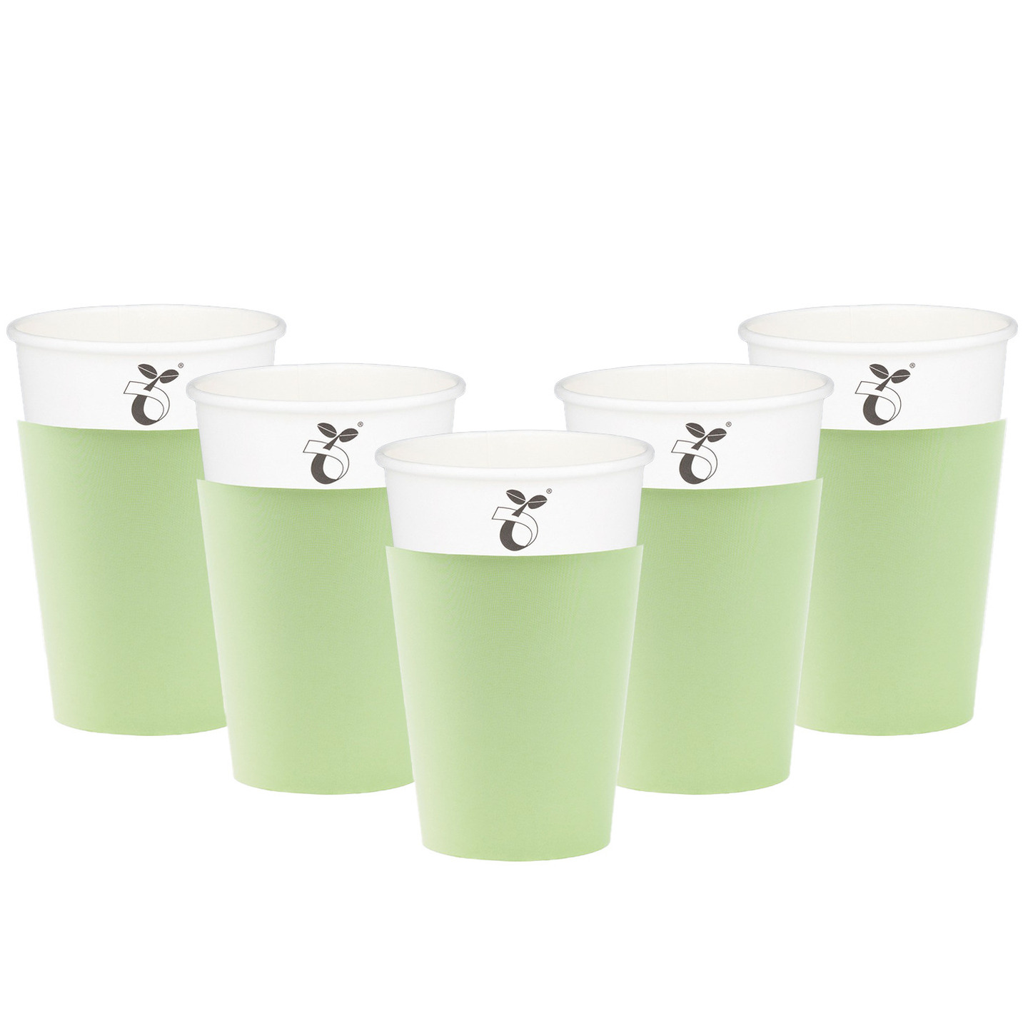 Feestbekers met hoesjes - 24x - mintgroen - papier - 250ml -