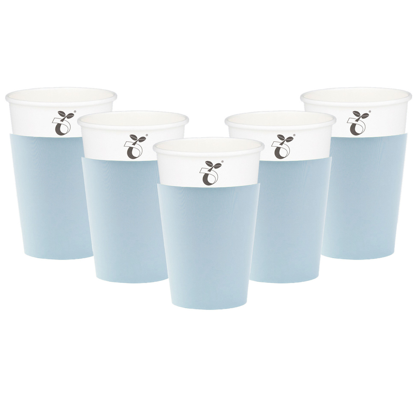 Feestbekers met hoesjes - 24x - lichtblauw - papier - 250ml -