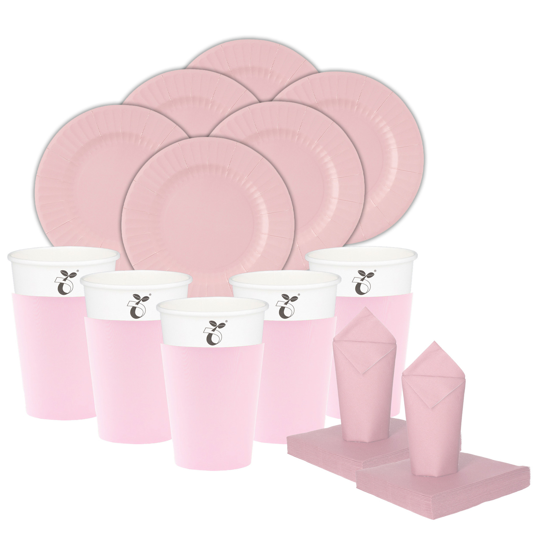 Feest BBQ bordjes/bekertjes/servetten set - 16 personen - lichtroze - papier/karton -