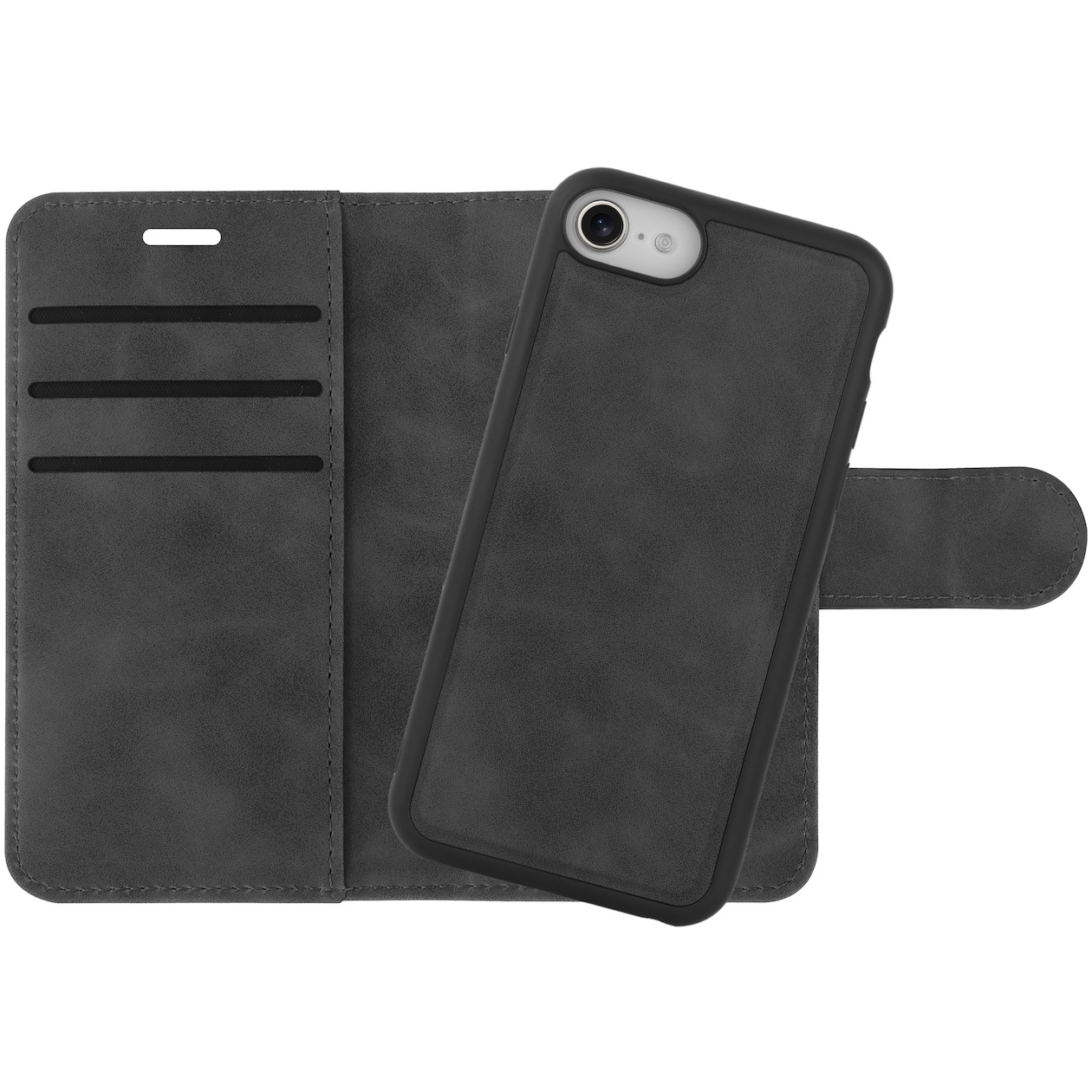 Just in Case Wallet Case 2 in 1 voor Apple iPhone SE 2022 Telefoonhoesje Zwart