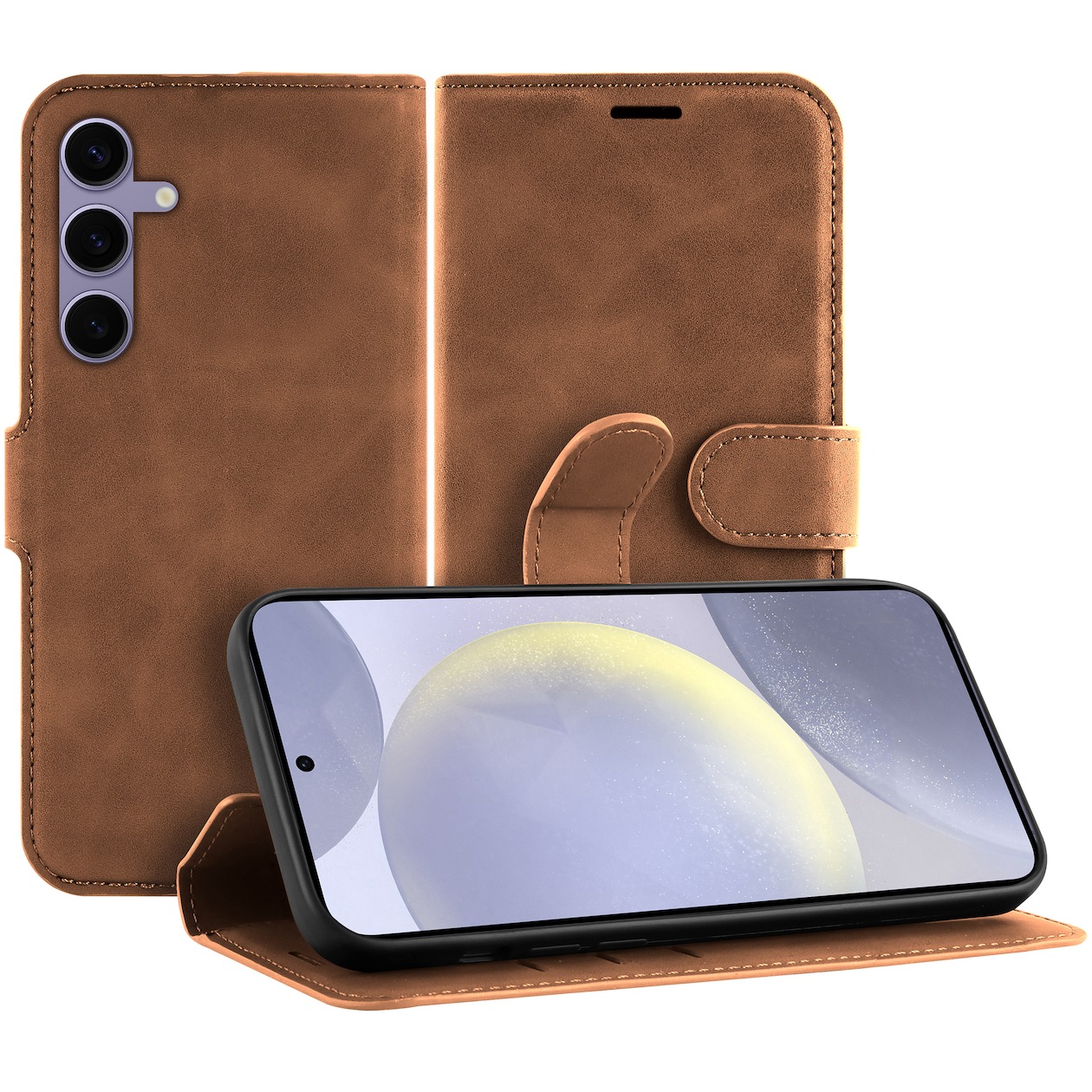 Just in Case Premium Wallet Case voor Samsung S24+ Telefoonhoesje Bruin