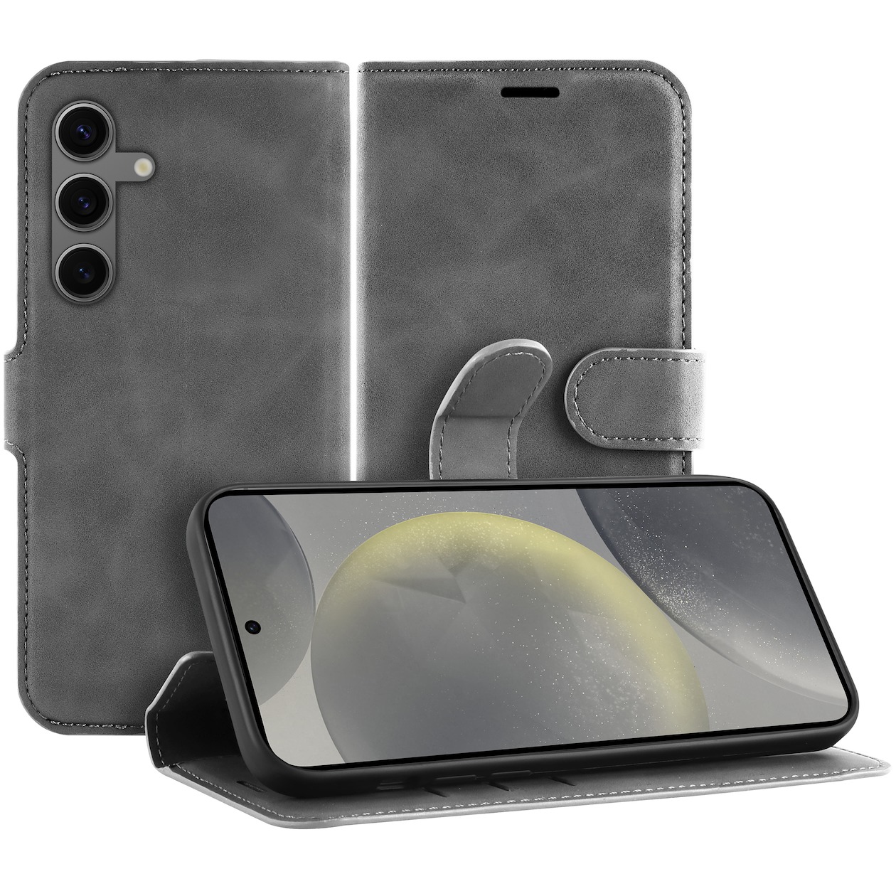 Just in Case Premium Wallet Case voor Samsung S24 Telefoonhoesje Grijs