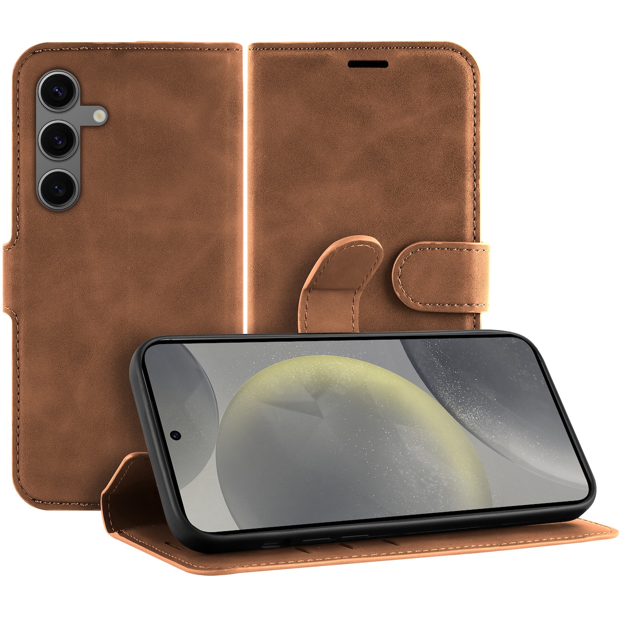 Just in Case Premium Wallet Case voor Samsung S24 Telefoonhoesje Bruin