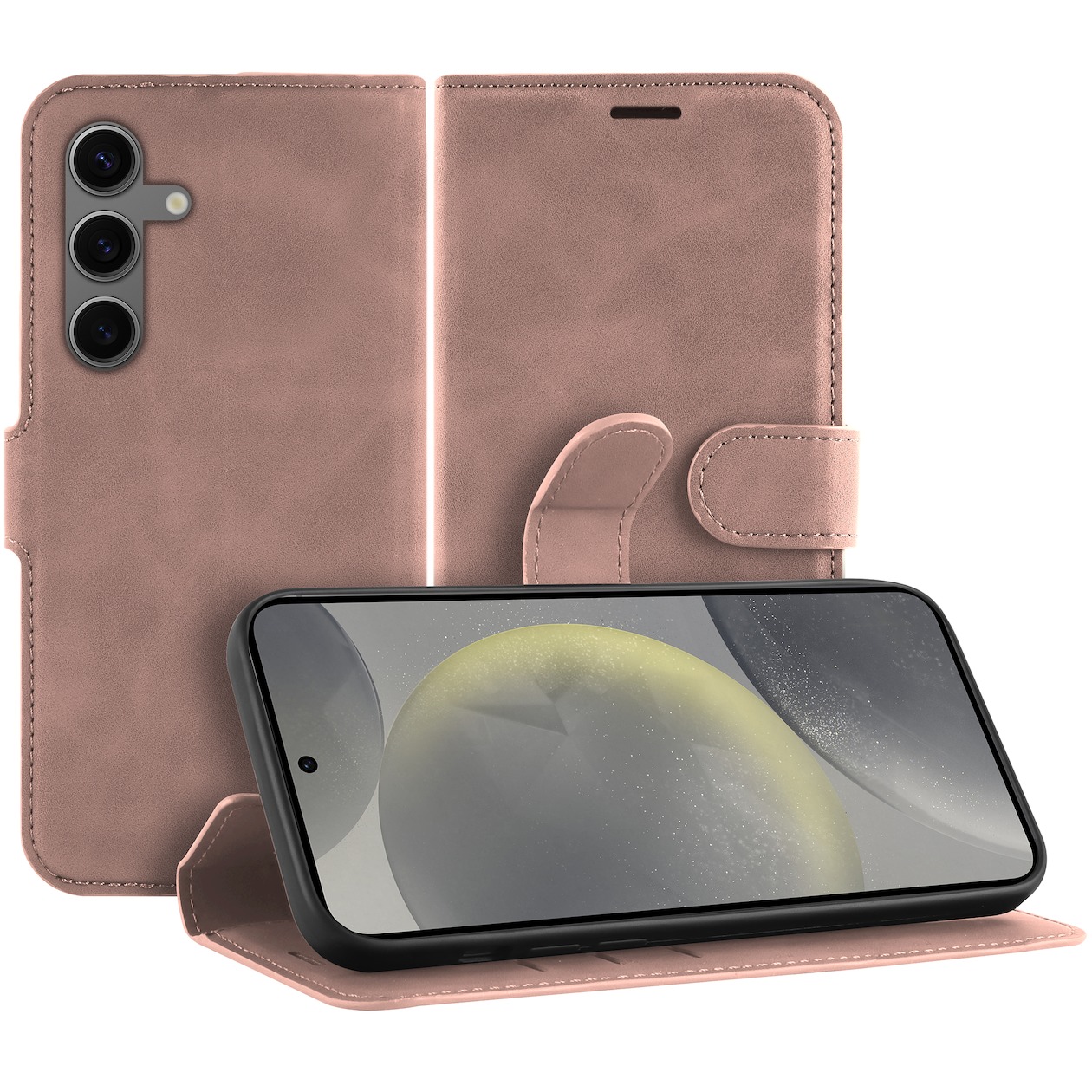 Just in Case Premium Wallet Case voor Samsung S24 Telefoonhoesje Roze