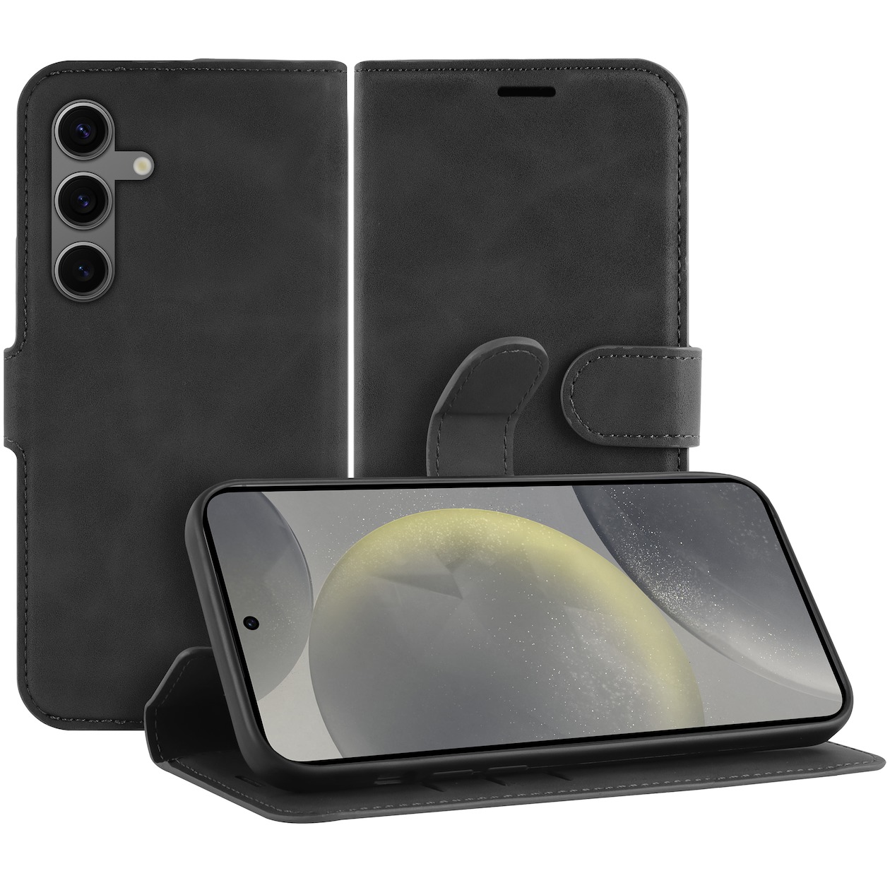 Just in Case Premium Wallet Case voor Samsung S24 Telefoonhoesje Zwart