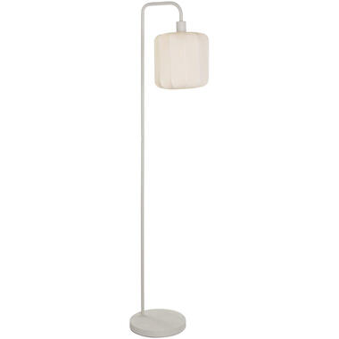 Vloerlamp Fenne - beige metaal/stof - E27 - 160x37x25 cm - Leen Bakker