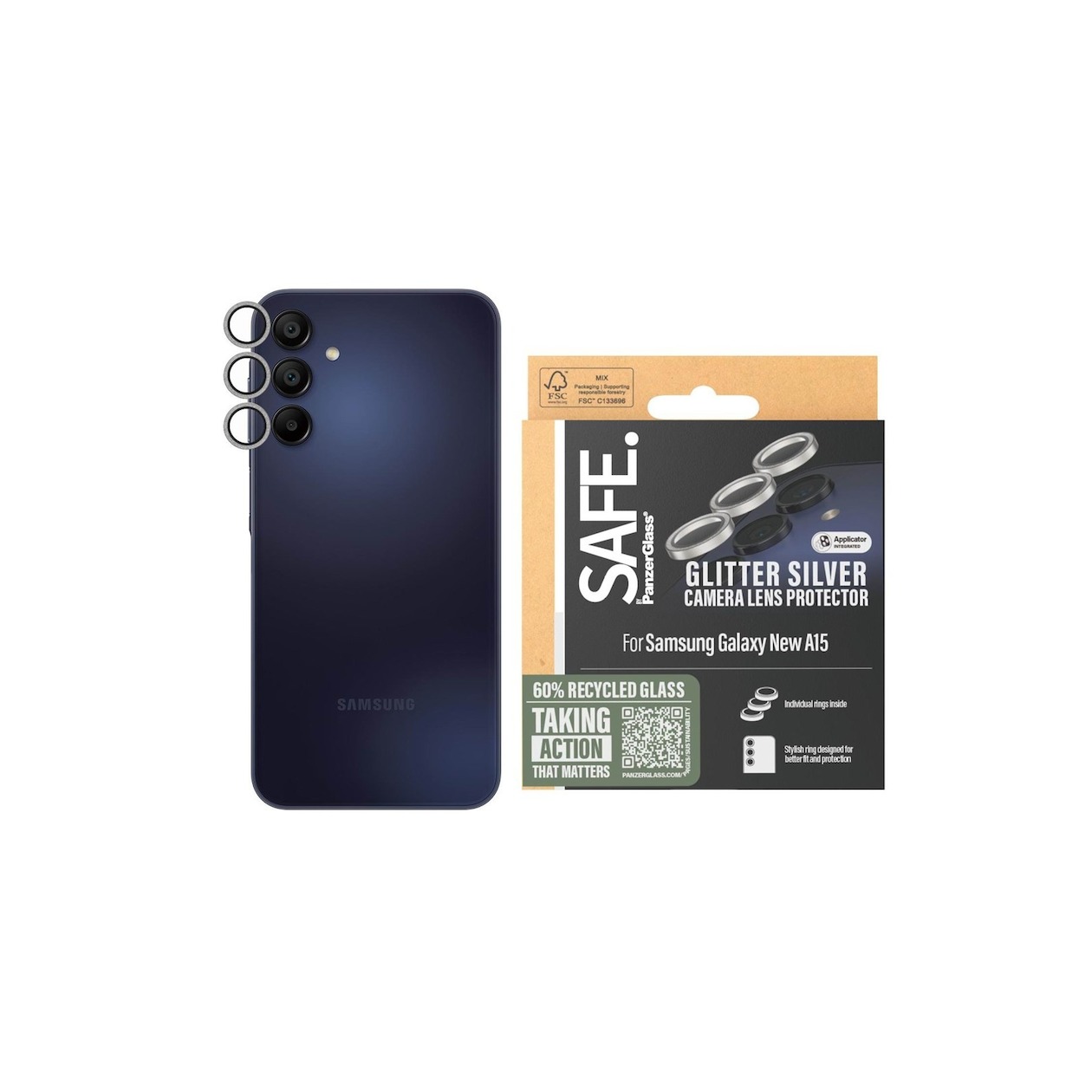 Panzerglass SAFE voor camera lens Samsung A16/5G Smartphone screenprotector Transparant