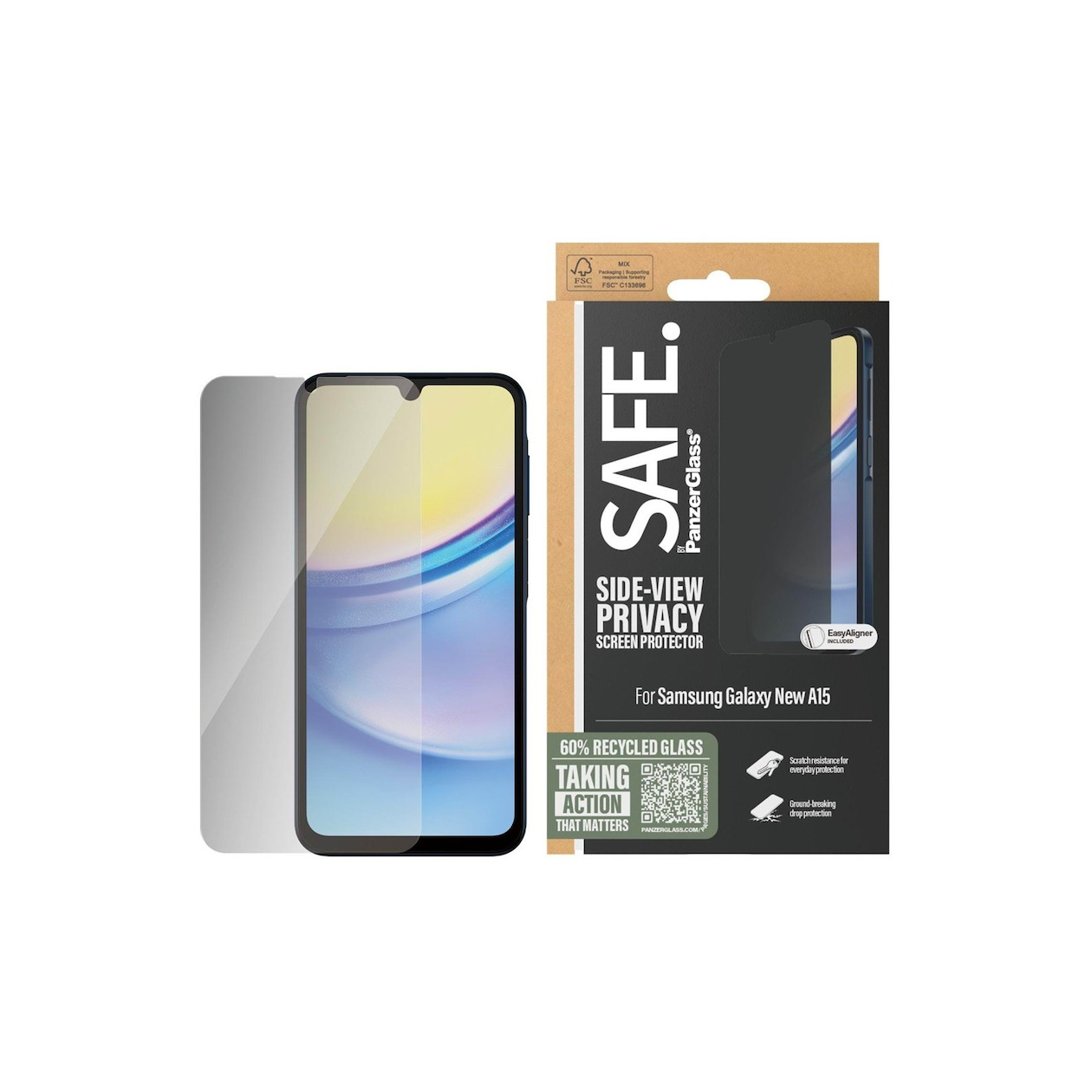 Panzerglass SAFE voor Privicy Screen Samsung A16/5G UWF Smartphone screenprotector