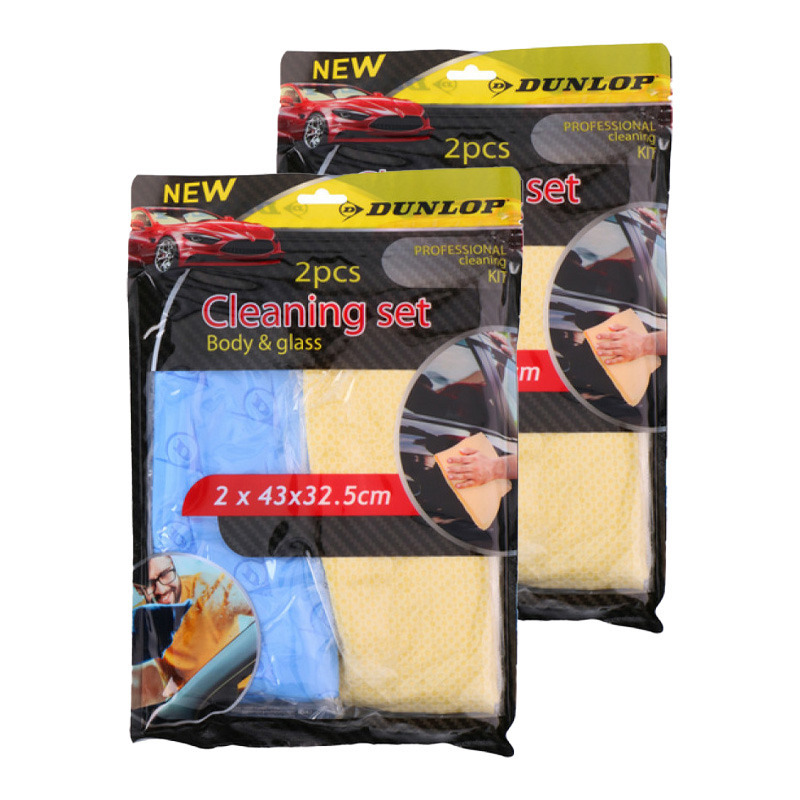 Poetsset - 4x Poetsdoeken - zeemspons - auto / ramen  - Auto accessoires -