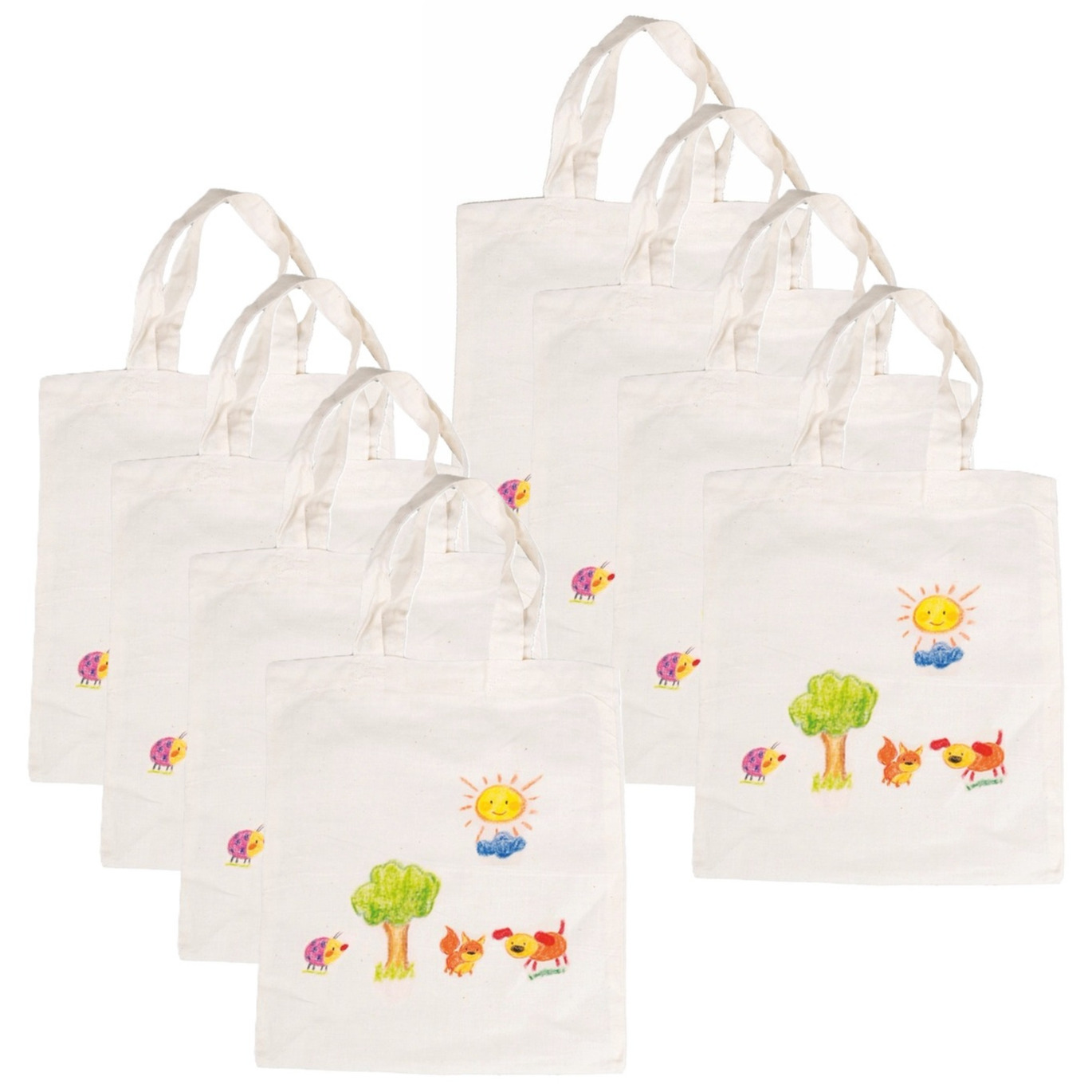 Inkleurbaar tasje blanco DIY - 8x - 38 x 42 cm - fairtrade katoen -