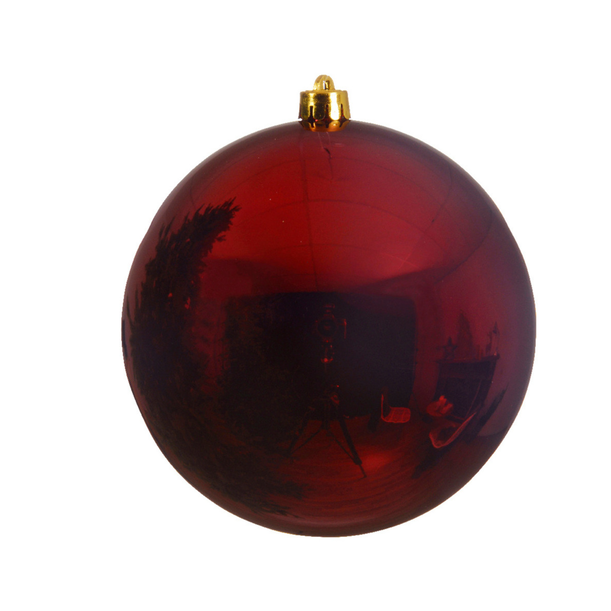 Decoris Kerstbal - 2x - donkerrood - groot - 25 cm - kunststof - glans -