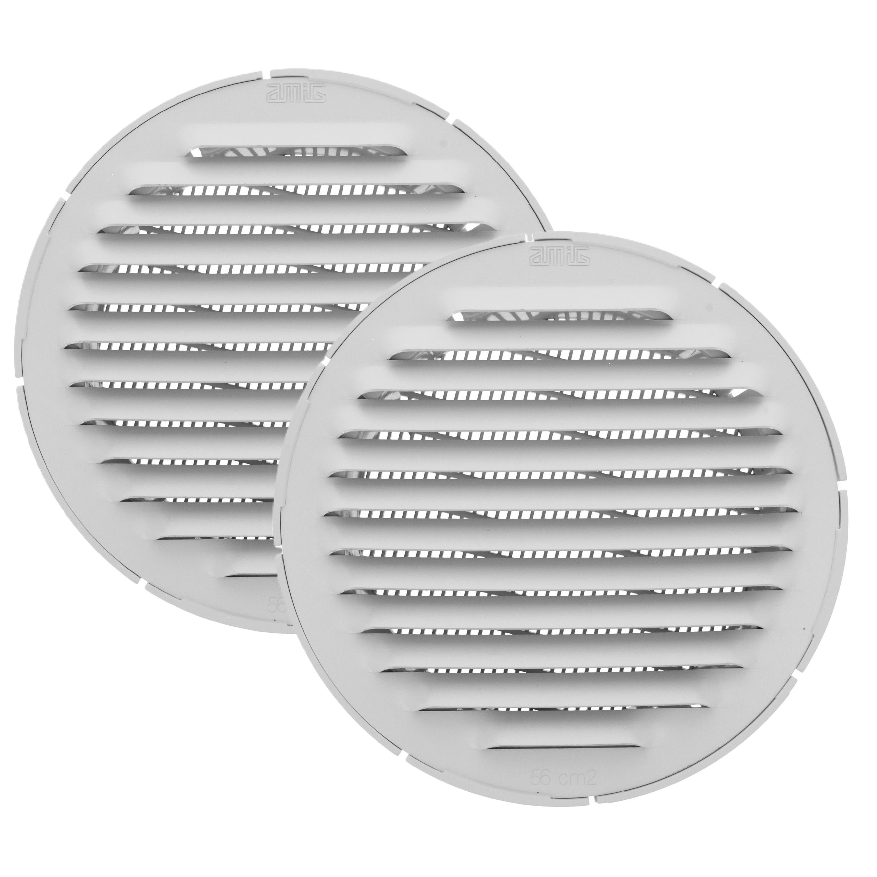 AMIG Ventilatierooster/muurrooster rond - 2x - voor D100mm buisaansluiting - aluminium -