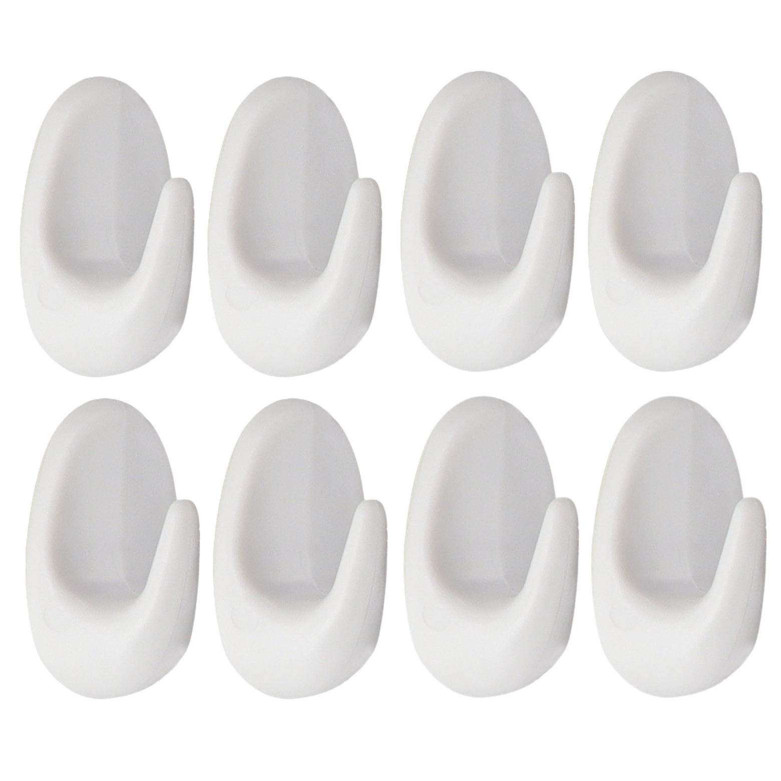 Plakhaakjes 8x stuks - 3 x 2 x 5 cm - Zelfklevende ophang haakjes - kunststof - wit - keuken -