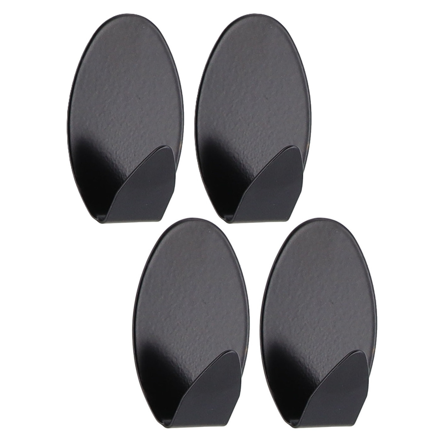 Plakhaakjes ovaal - 4x stuks - 3 x 2,5 x 5 cm - Zelfklevende ophang haakjes - RVS - zwart -