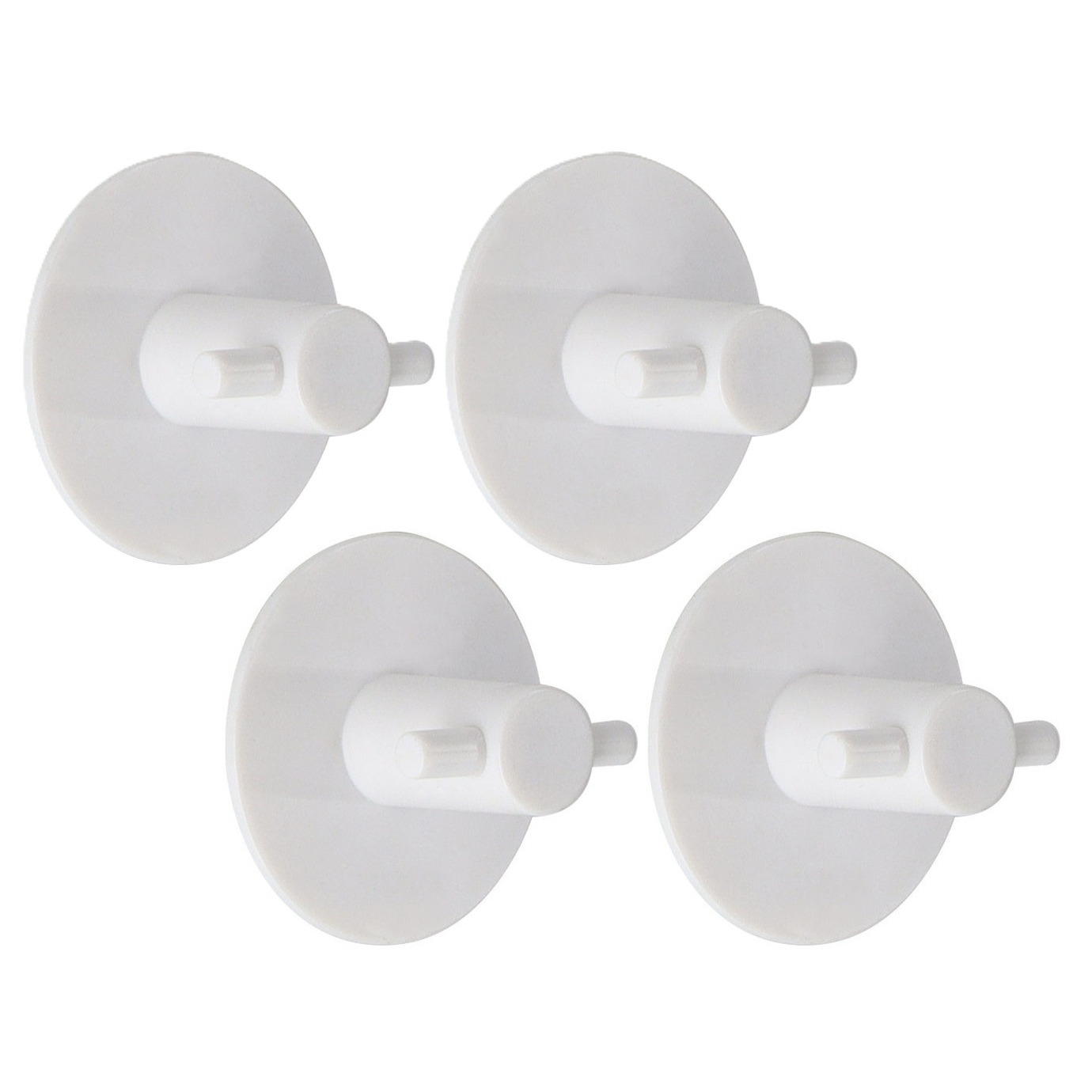 Plakhaakjes rond - 4x stuks - 5 cm - Zelfklevende ophang haakjes - kunststof - wit -