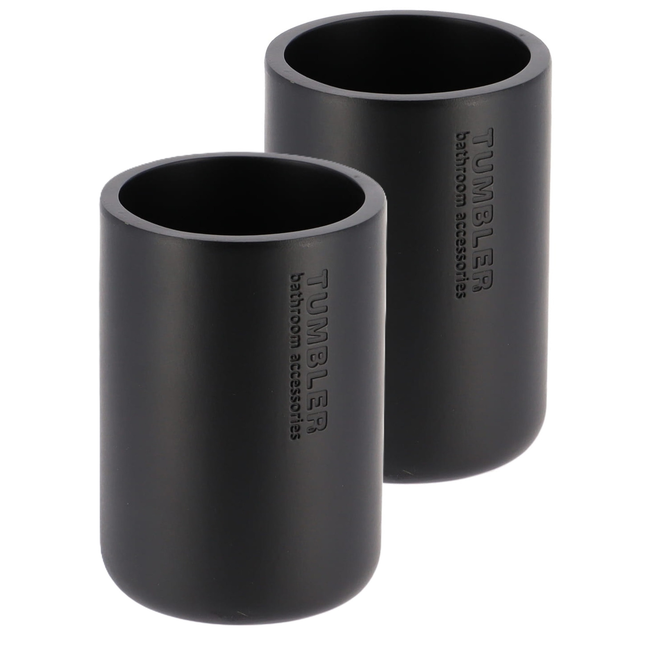 Tendance Tandenborstelbeker 102 serie - 2x - zwart - PS - 7,5 x 10,7 cm - beker badkamer -