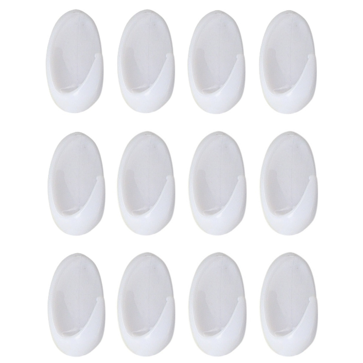 Plakhaakjes 12x stuks - 2 x 2 x 2.5 cm - Zelfklevende ophang haakjes - kunststof - wit - keuken -
