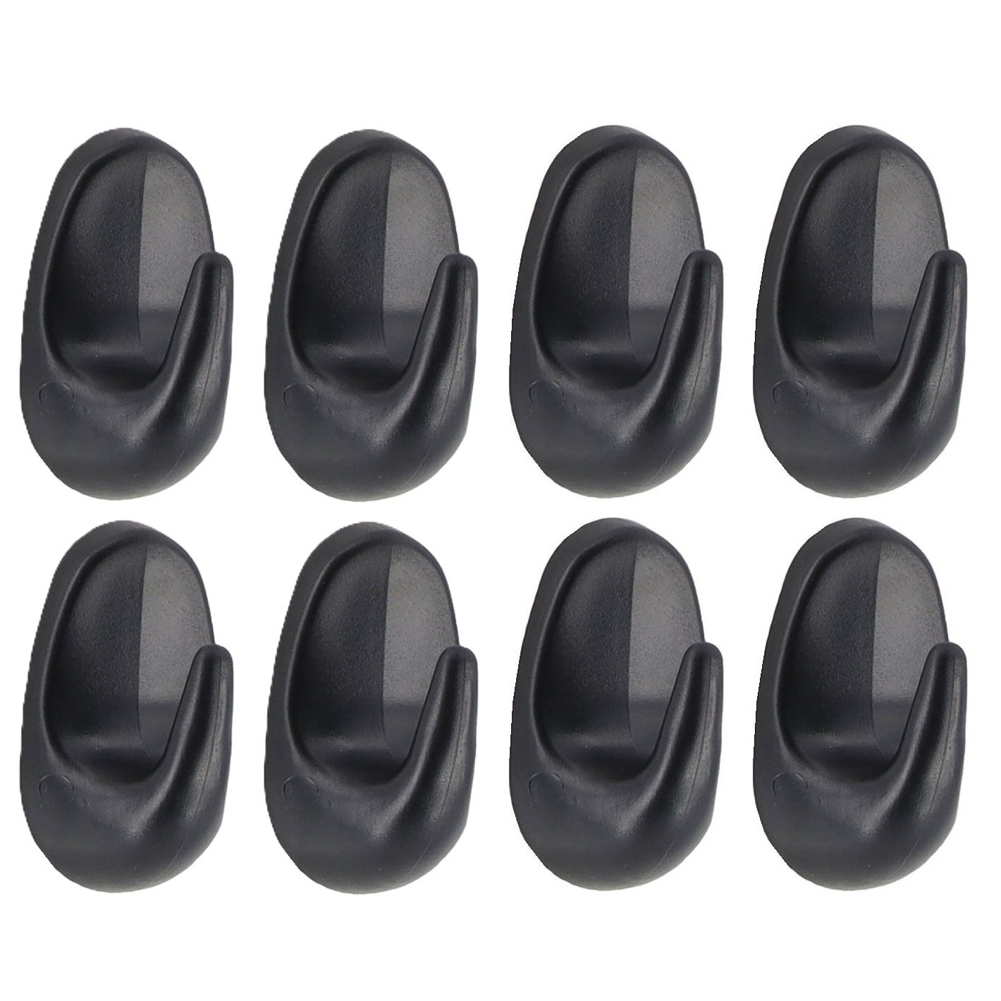 Plakhaakjes 8x stuks - 3 x 2 x 4,5 cm - Zelfklevende ophang haakjes - kunststof - zwart - keuken -
