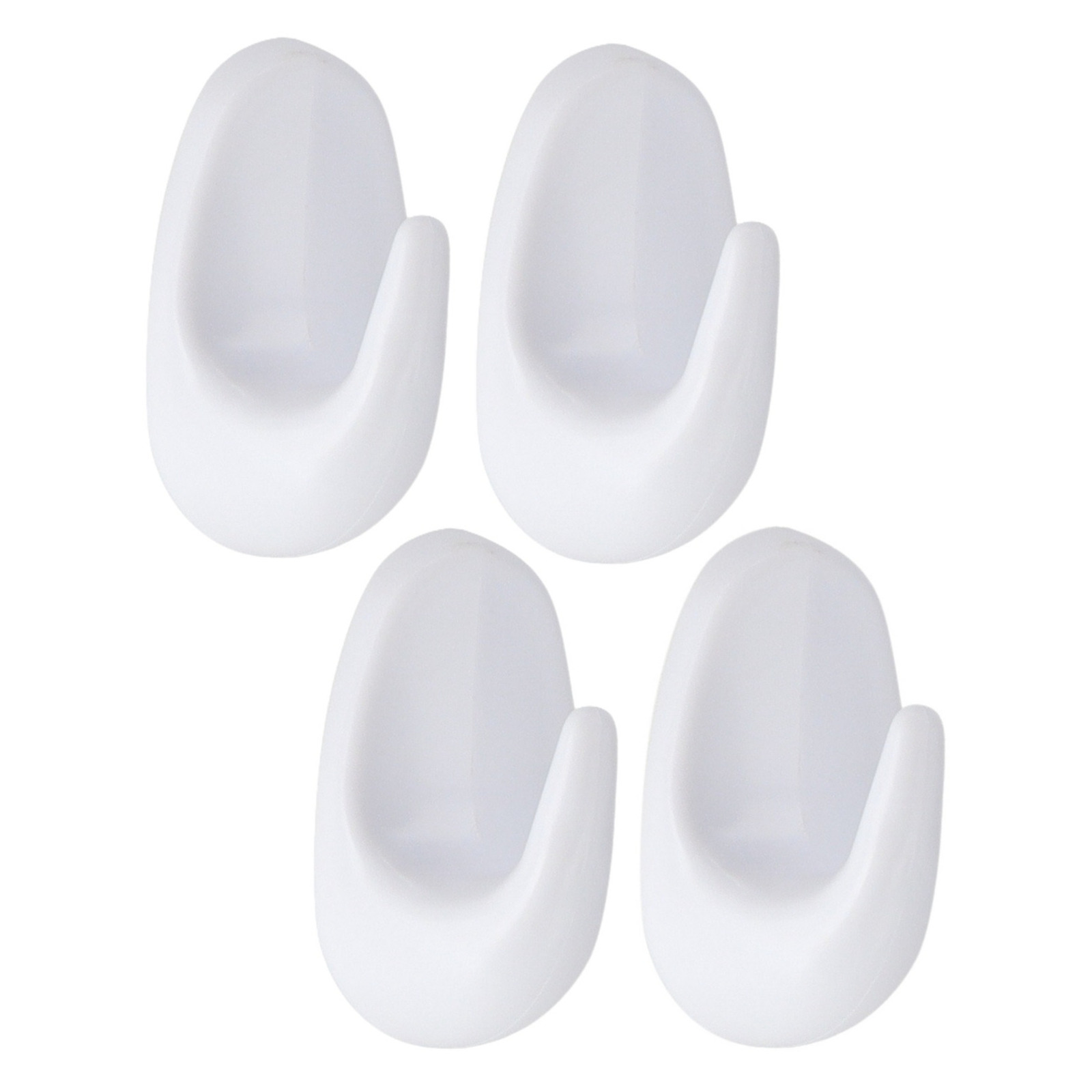 Plakhaakje - 4 x 3 x 7 cm - Zelfklevende ophang haakjes - 4x stuks - kunststof - wit - keuken/bad -