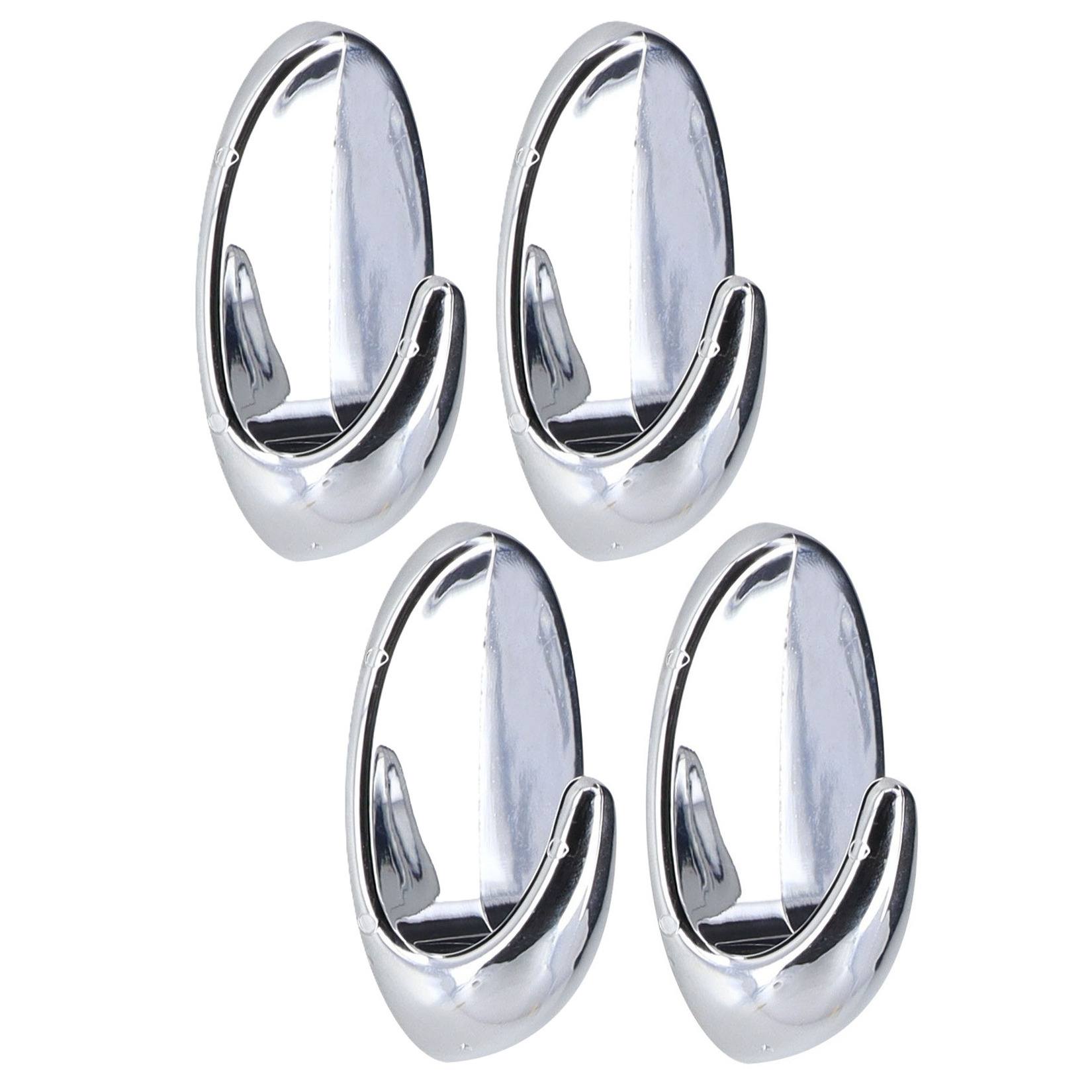 Plakhaakje - 4 x 4 x 7 cm - Zelfklevende ophang haakjes - 4x stuks - kunststof - zilver - keuken -
