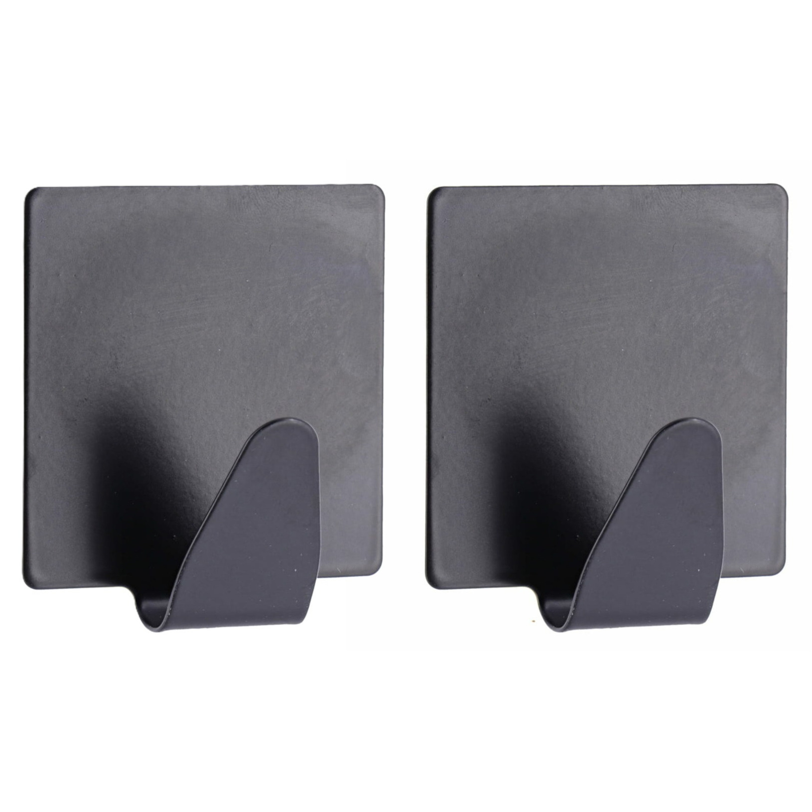 Plakhaakje vierkant - 5 x 2,5 x 5,5 cm - Zelfklevende ophang haakjes - 2x stuks - RVS - zwart - keuk -