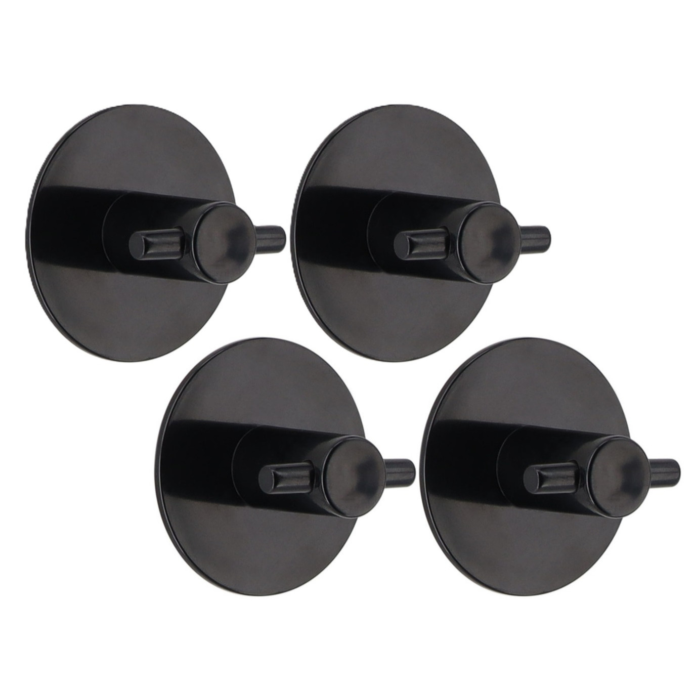 Plakhaakjes rond - 4x stuks - 5 cm - Zelfklevende ophang haakjes - kunststof - zwart -