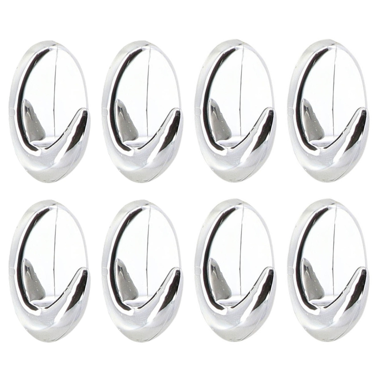 Plakhaakjes 8x stuks - 2,5 x 3,5 x 4 cm - Zelfklevende ophang haakjes - kunststof - zilver - keuken -