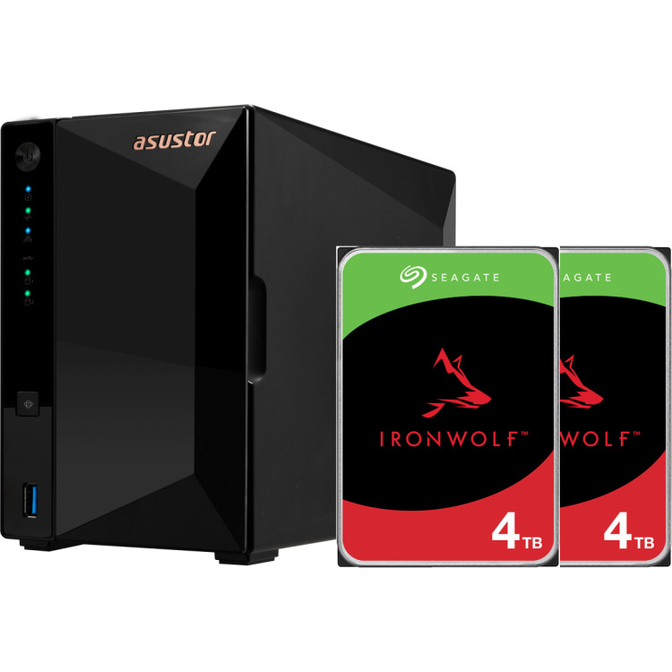Asustor Drivestor 2 Pro Gen2 incl. 2x Seagate IronWolf 4 TB harde schijf nas USB