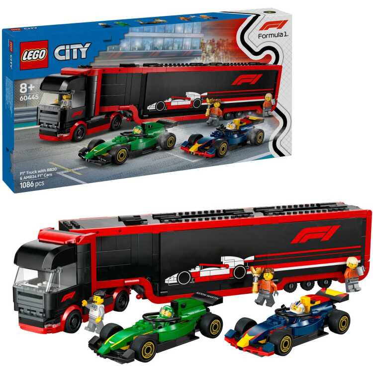 LEGO City - F1 truck met RB20 en AMR24 F1 auto's constructiespeelgoed 60445