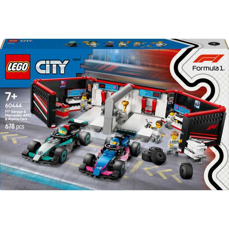 LEGO City - F1 garage met Mercedes-AMG en Alpine auto's constructiespeelgoed 60444