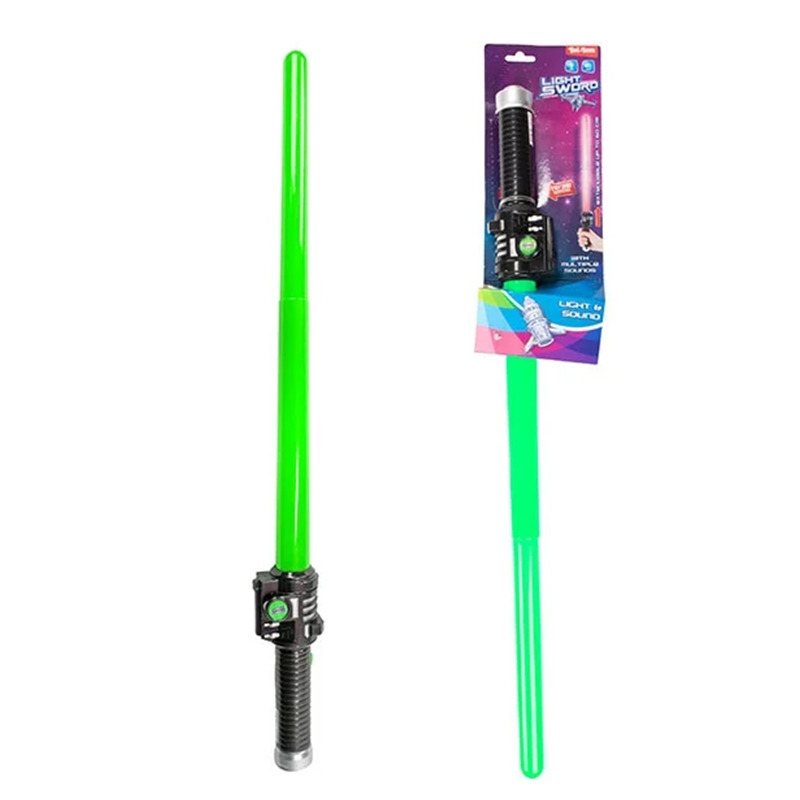 Lichtzwaard - groen - 62 cm - kunststof - uitschuifbaar - licht en geluid - accessoires -