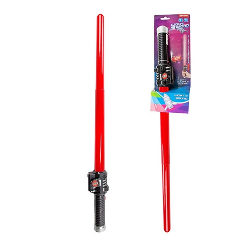 Lichtzwaard - rood - 62 cm - kunststof - uitschuifbaar - licht en geluid - accessoires -