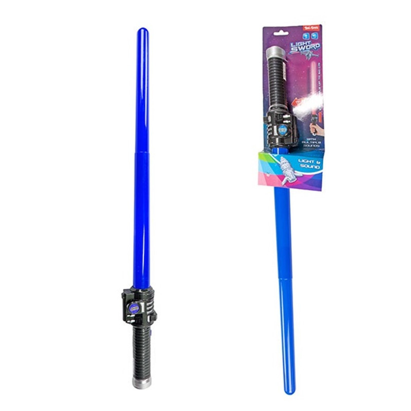 Lichtzwaard - blauw - 62 cm - kunststof - uitschuifbaar - licht en geluid - accessoires -