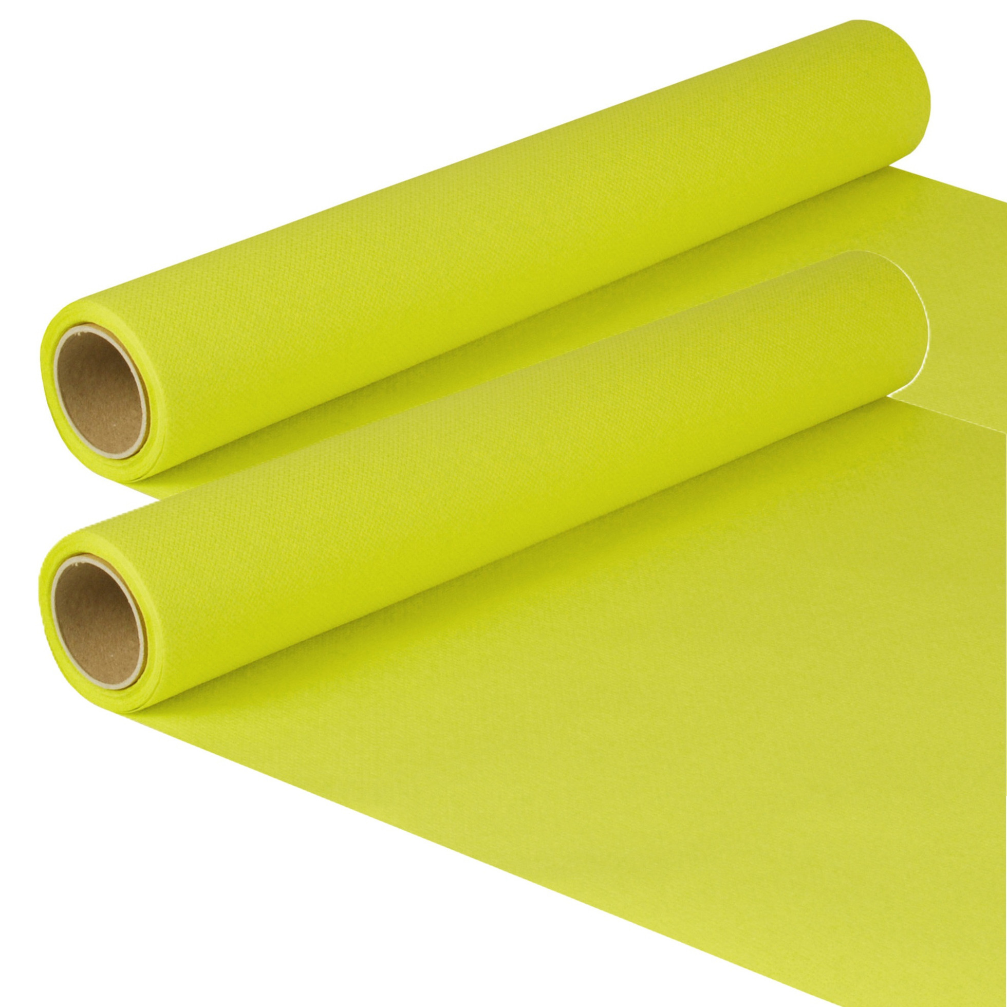 Tafelloper - 2x - limegroen - 500 x 40 cm - papier - tafelkleed loper - tafelversiering -