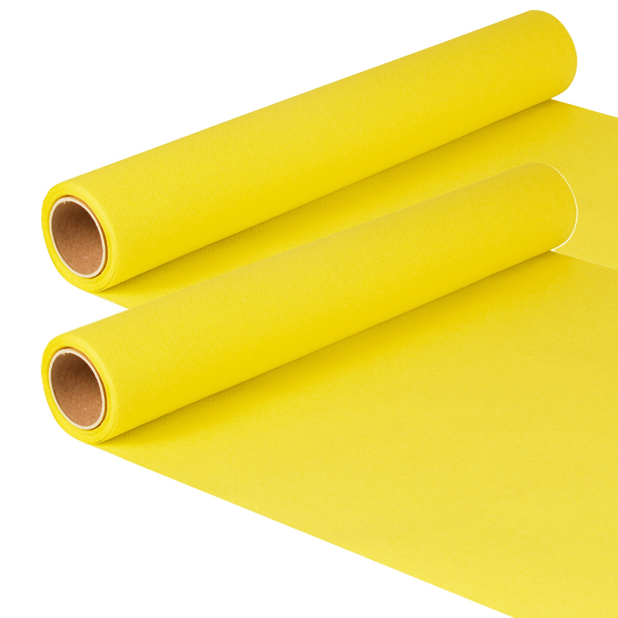 Tafelloper - 2x - geel - 500 x 40 cm - papier - tafelkleed loper - tafelversiering -