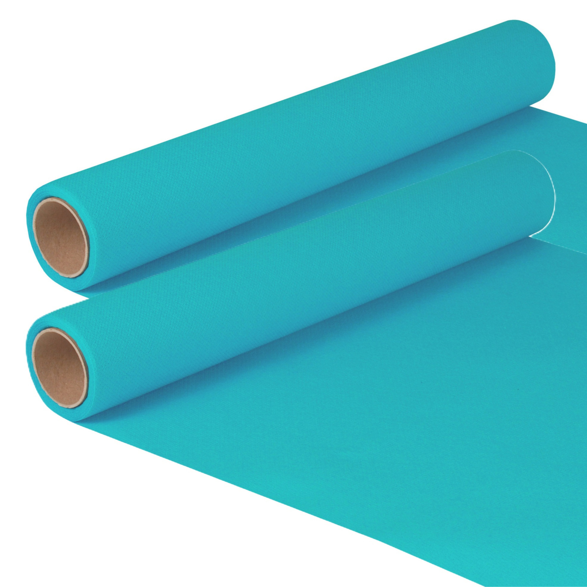 Tafelloper - 2x - turquoise - 500 x 40 cm - papier - tafelkleed loper - tafelversiering -