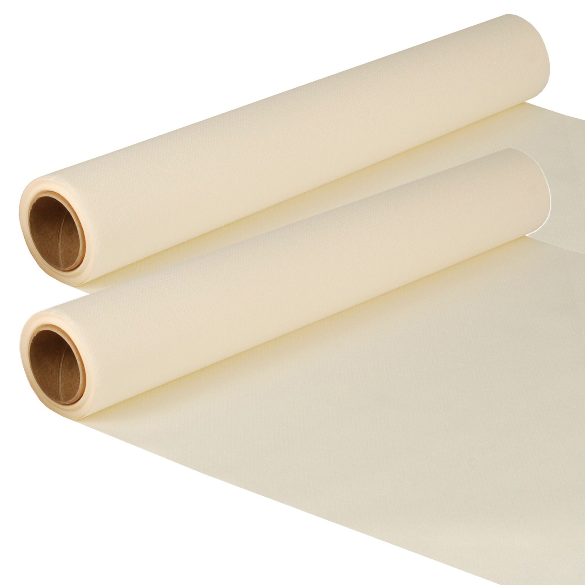 Tafelloper - 2x - creme wit - 500 x 40 cm - papier - tafelkleed loper - tafelversiering -