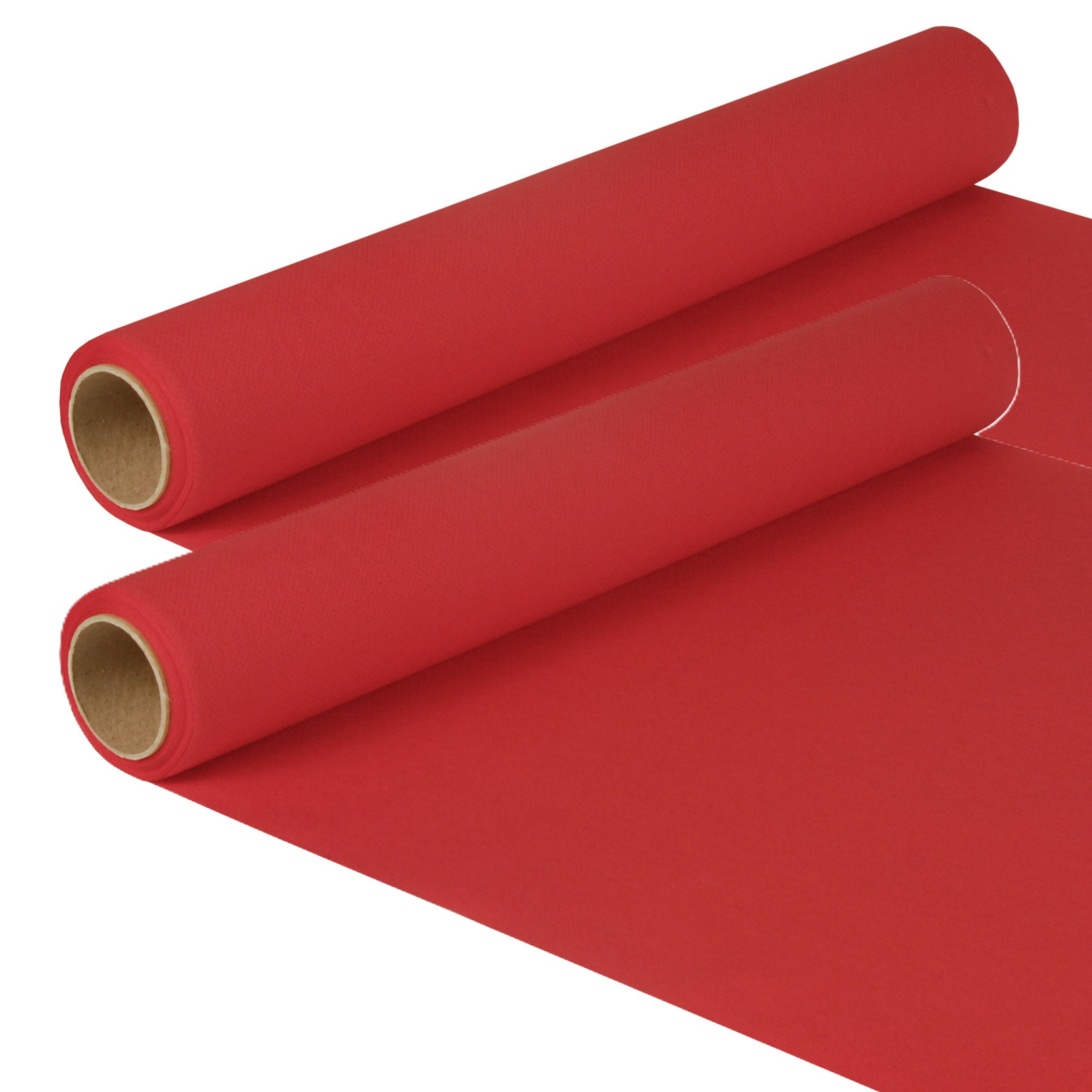 Tafelloper - 2x - rood - 500 x 40 cm - papier - tafelkleed loper - tafelversiering -