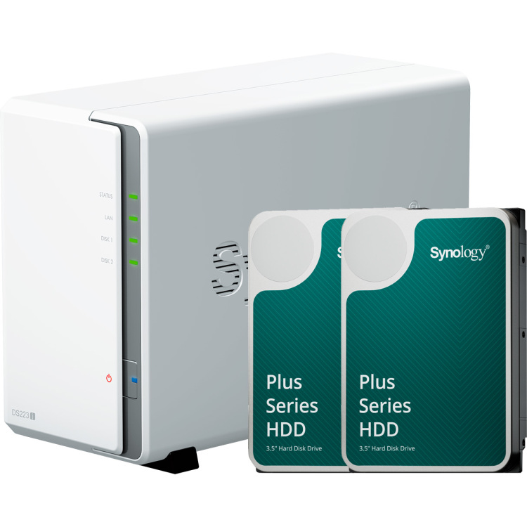 Synology DiskStation DS223j incl. 2x Plus 4 TB harde schijf nas 2x USB 3.2 Gen 1