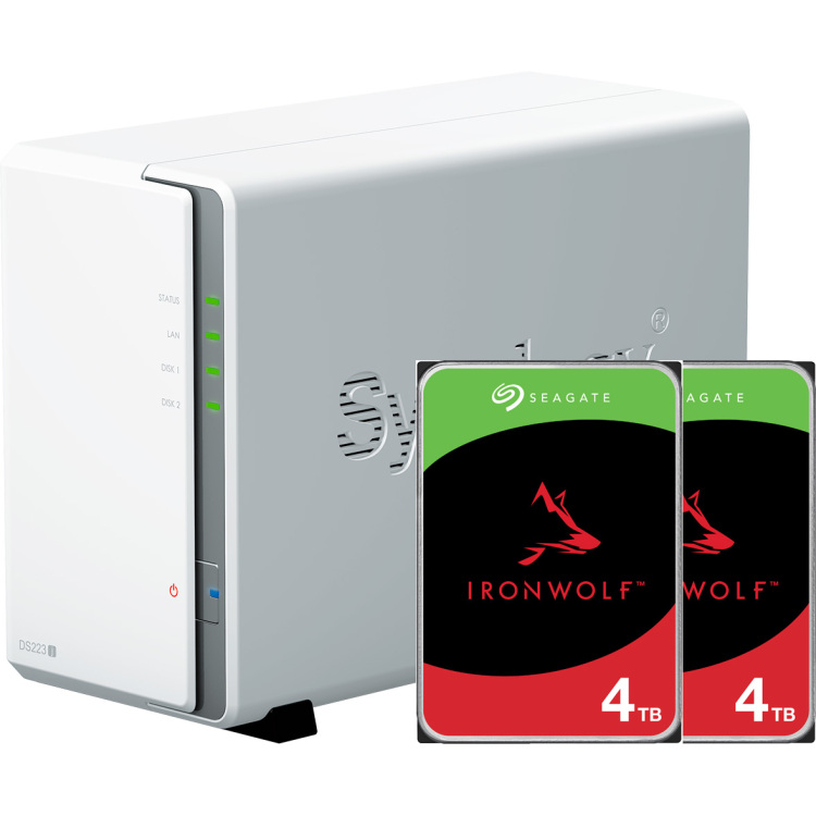 Synology DiskStation DS223j incl. 2x Seagate IronWolf 4 TB harde schijf nas 2x USB 3.2 Gen 1