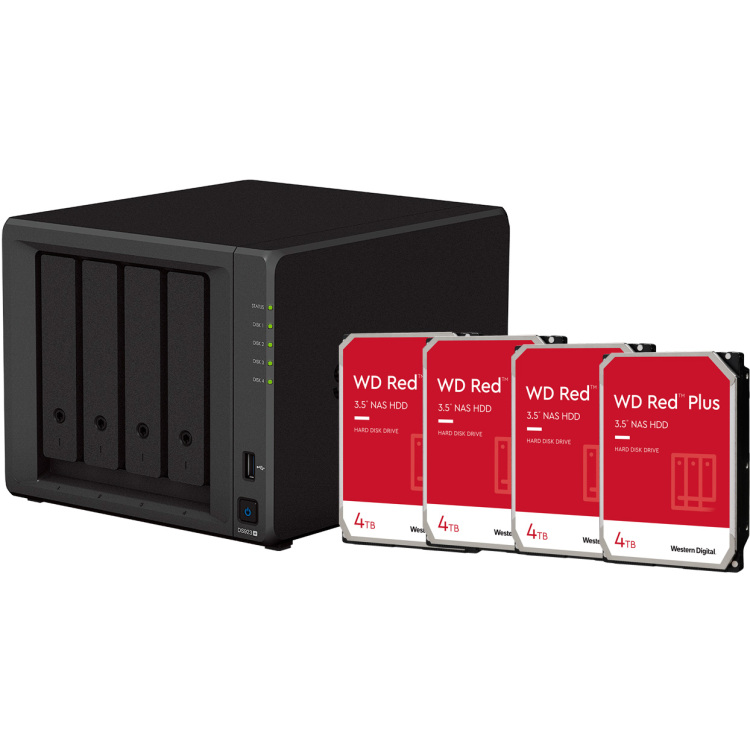 Synology DiskStation DS923+ incl. 4x WD Red Plus 4 TB harde schijf nas 2x LAN, 2x USB-A 3.2 (5 Gbit/s), eSATA