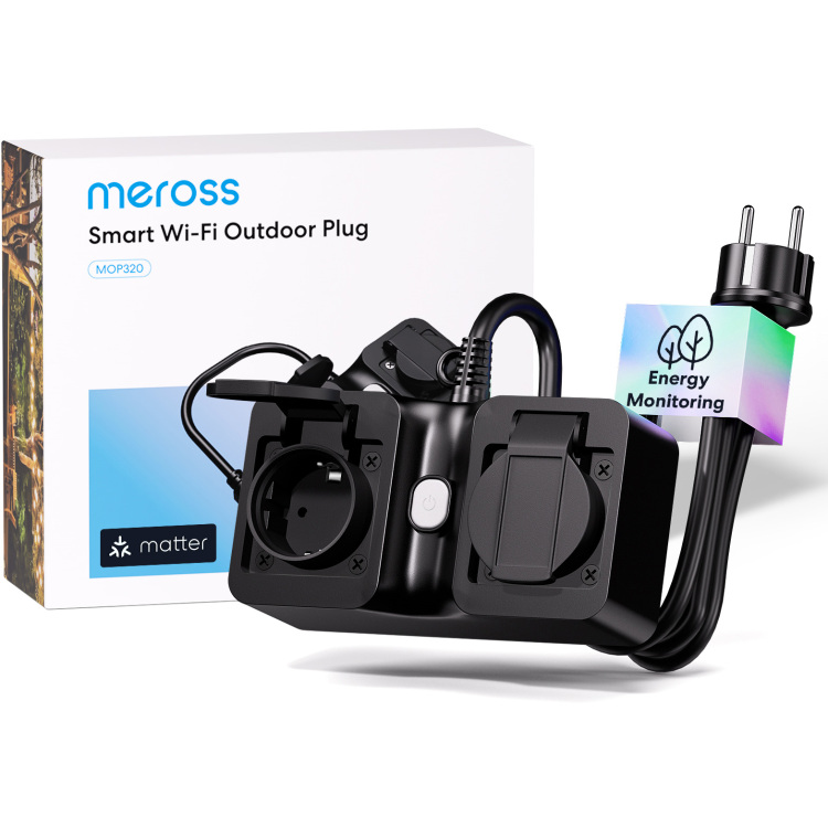 MEROSS Smart Wi-Fi Indoor/Outdoor Plug stekkerdoos Wi-Fi, 2.4 GHz, 1T1R