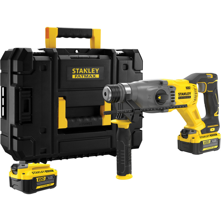 Stanley FATMAX V20 18V borstelloze accu hamerboorcombokit boorhamer SDS+, 2 accu's en lader inbegrepen, met koffer